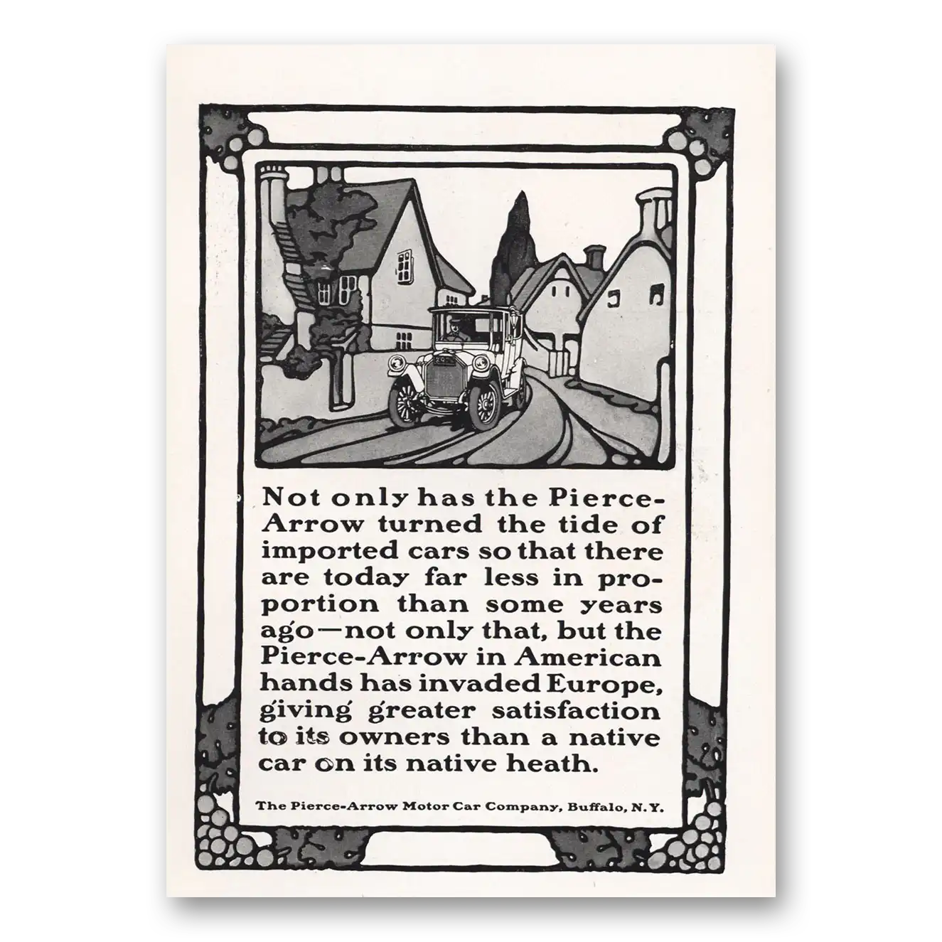 1913 Pierce Arrow Motor Car Turned the Tide of Imported Cars Vintage Magazine Print Ad