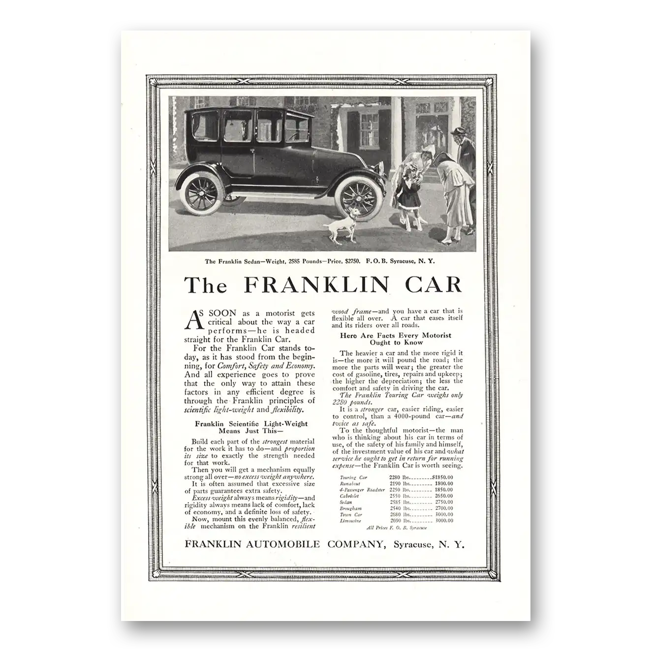 1916 Franklin Automobile As Soon As a Motorist Gets Critical Vintage Magazine Print Ad
