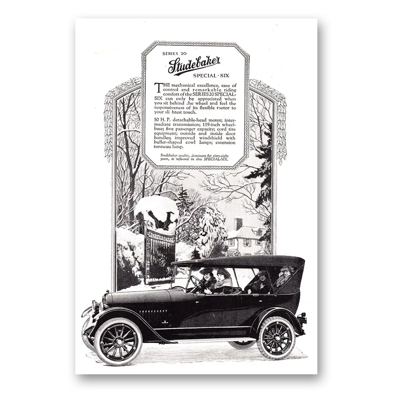 1920 Studebaker Special Six Series 20 The Mechanical Excellence Vintage Magazine Print Ad