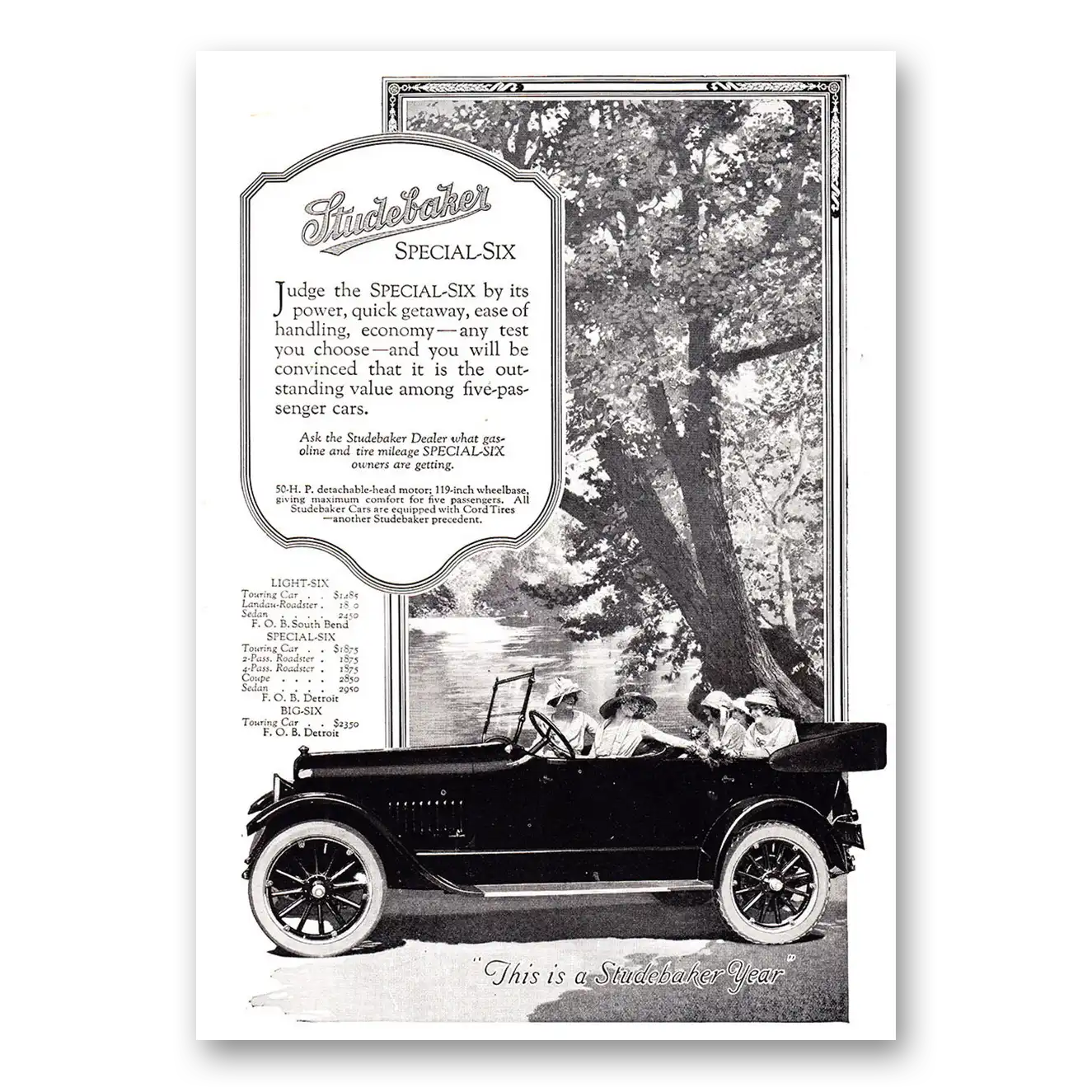 1920 Studebaker Special Six Judge the Special Six By Its Power Vintage Magazine Print Ad