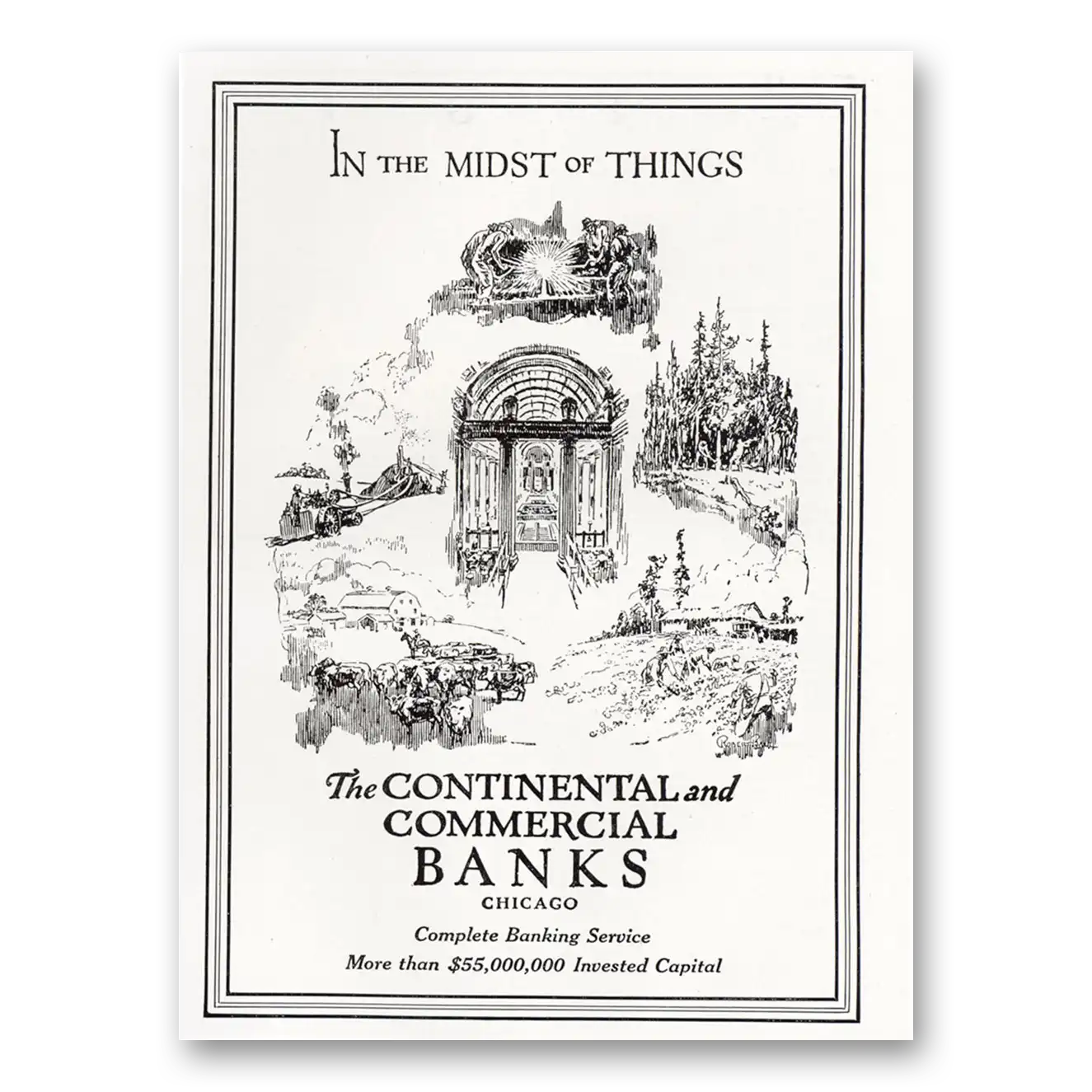 1921 Continental Commercial Banks Midst of Things Vintage Magazine Print Ad