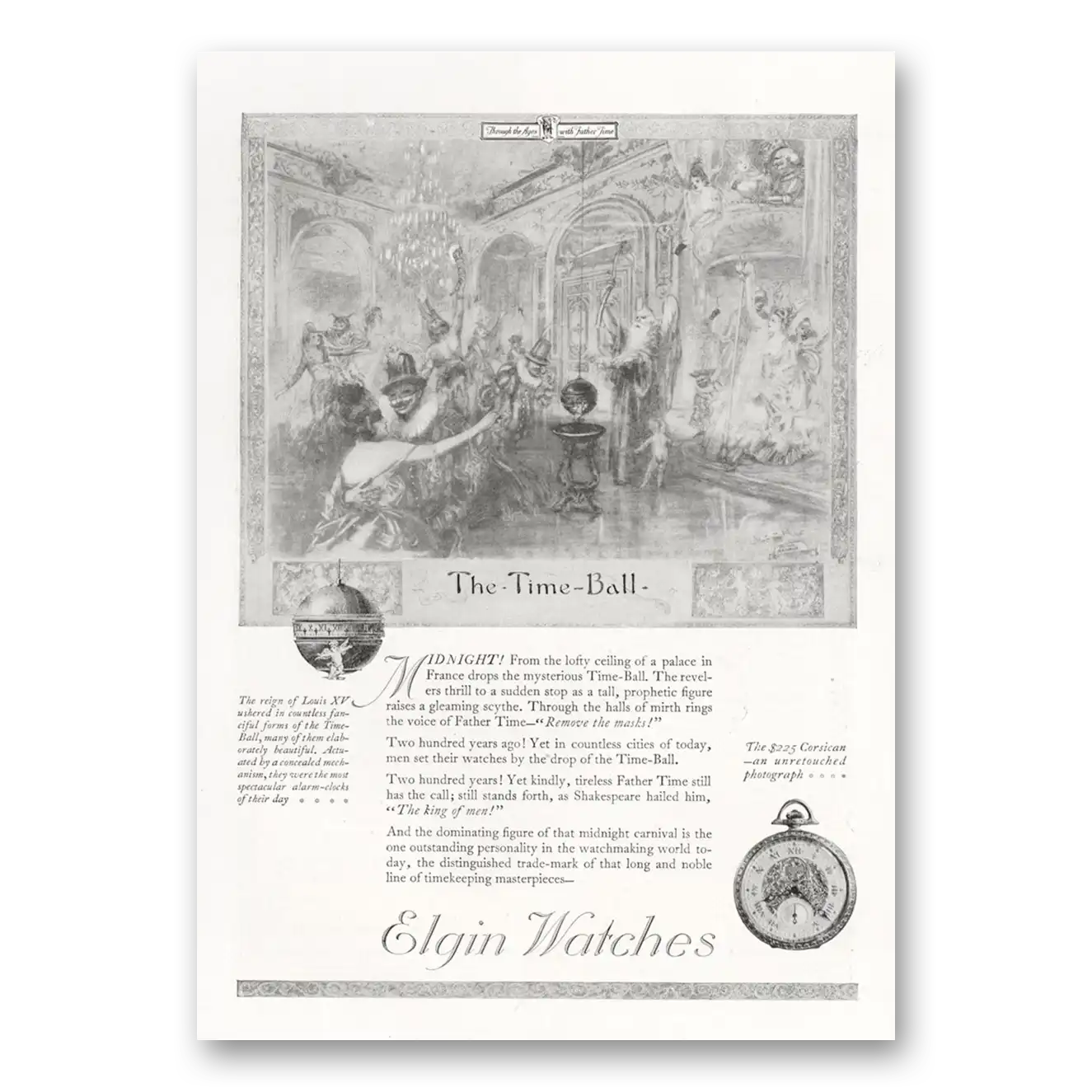 1921 Elgin Watch Time Ball Vintage Magazine Print Ad