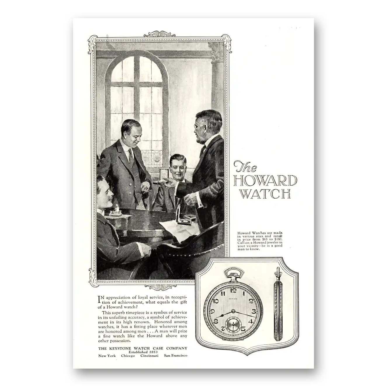 1923 Howard Watch Appreciation of Loyal Service Vintage Magazine Print Ad