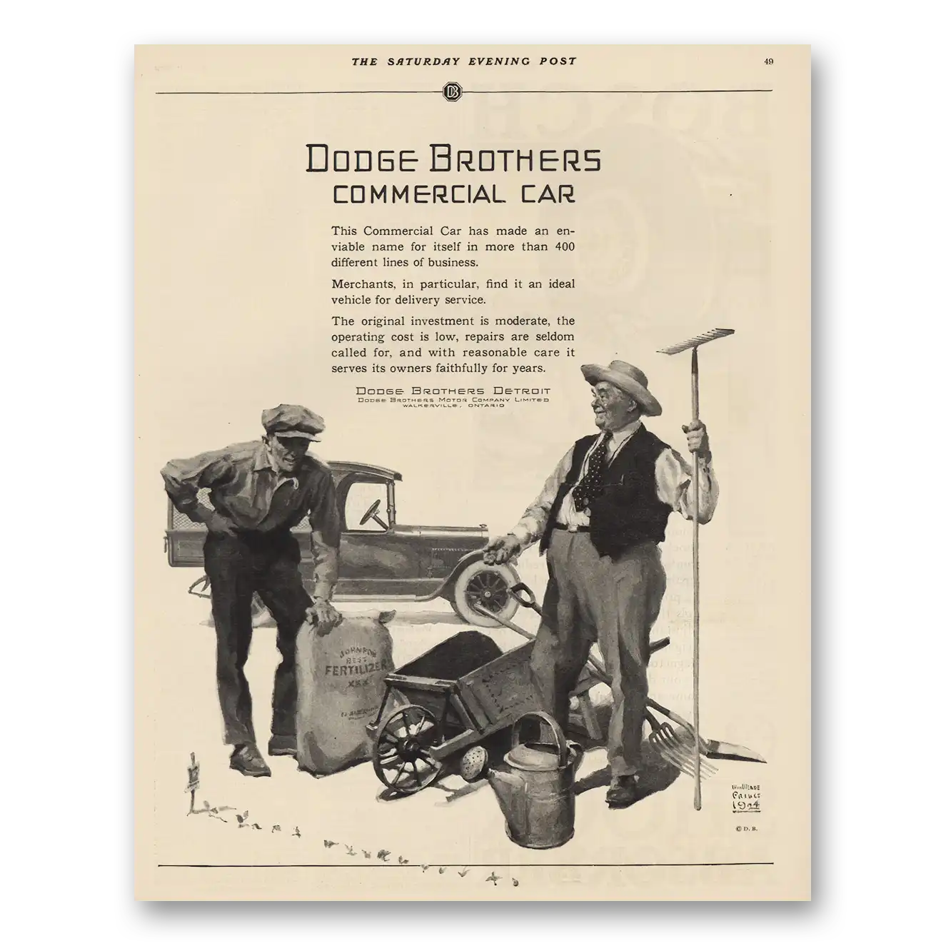 1924 Dodge Commercial Car Enviable Name Vintage Magazine Print Ad