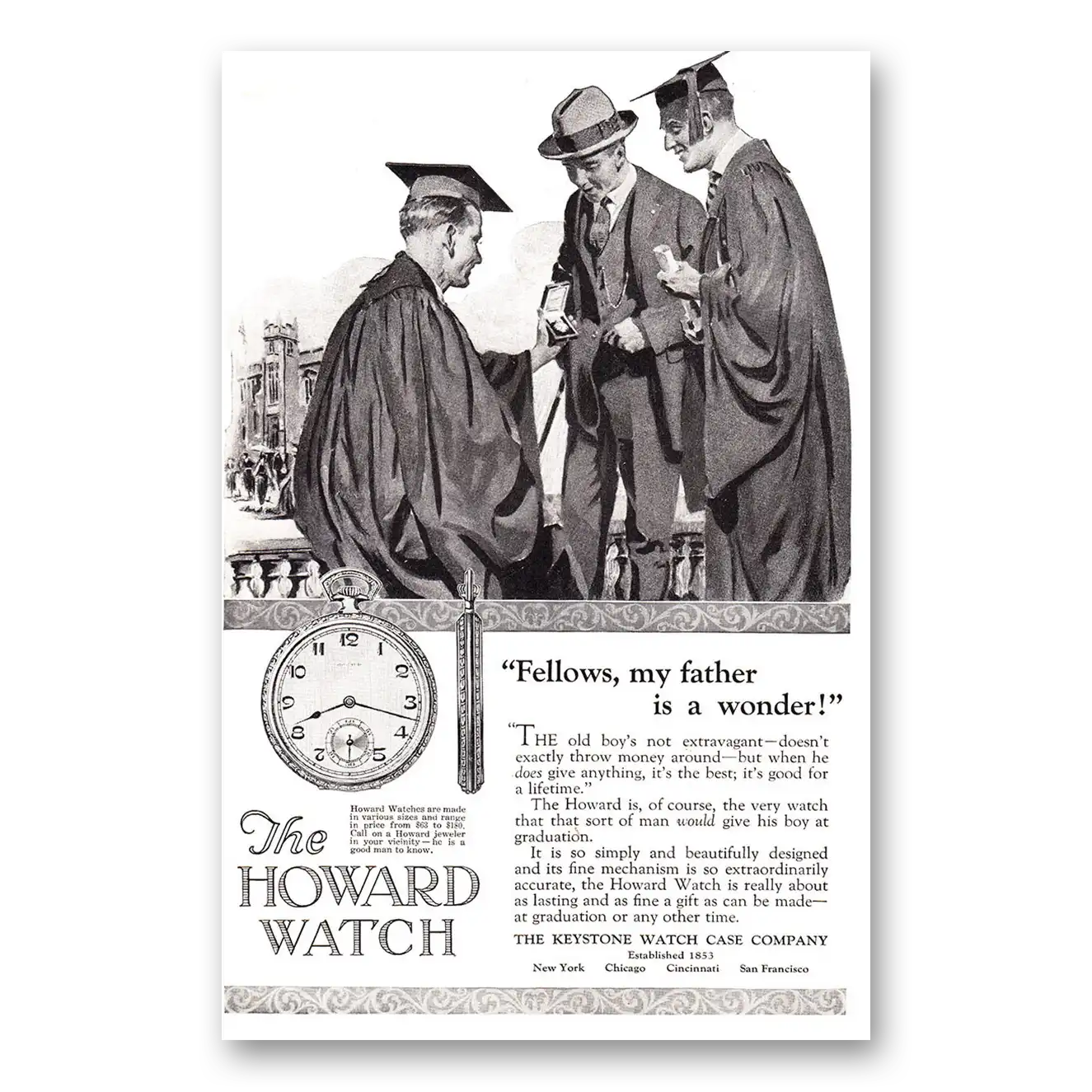 1924 Howard Watch Fellows My Father Is a Wonder Vintage Magazine Print Ad