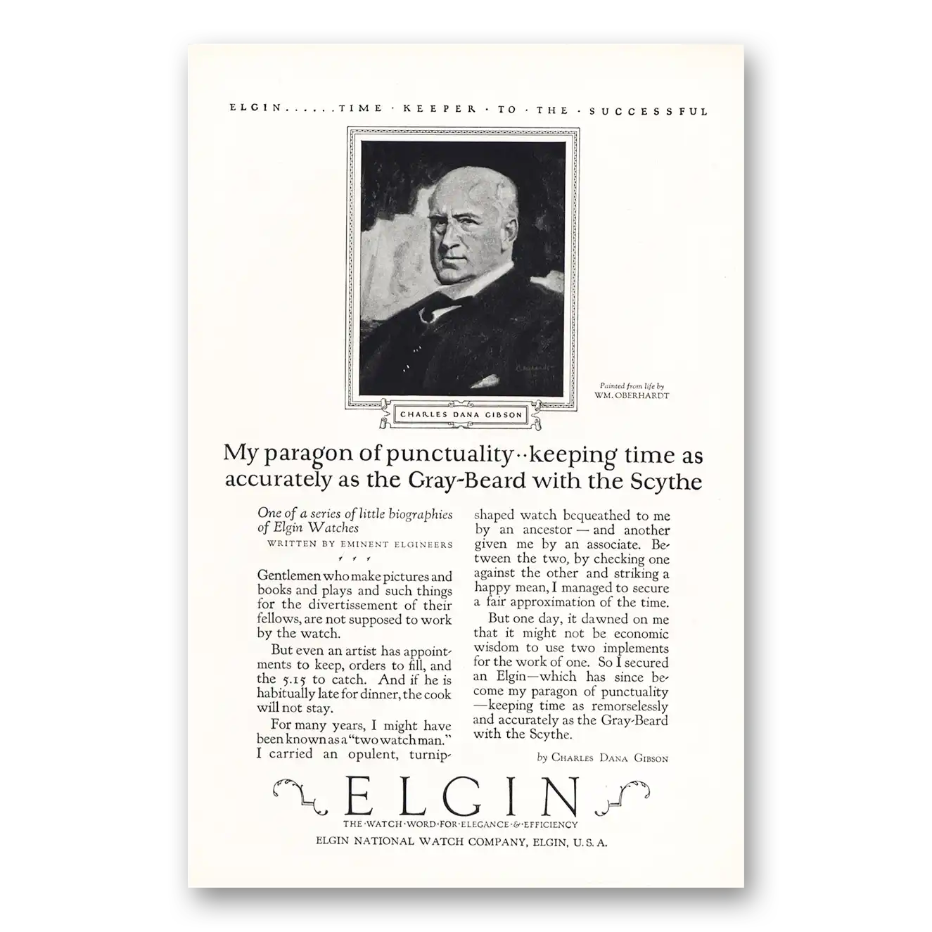 1925 Elgin Watch Charles Dana Gibson My Paragon Vintage Magazine Print Ad