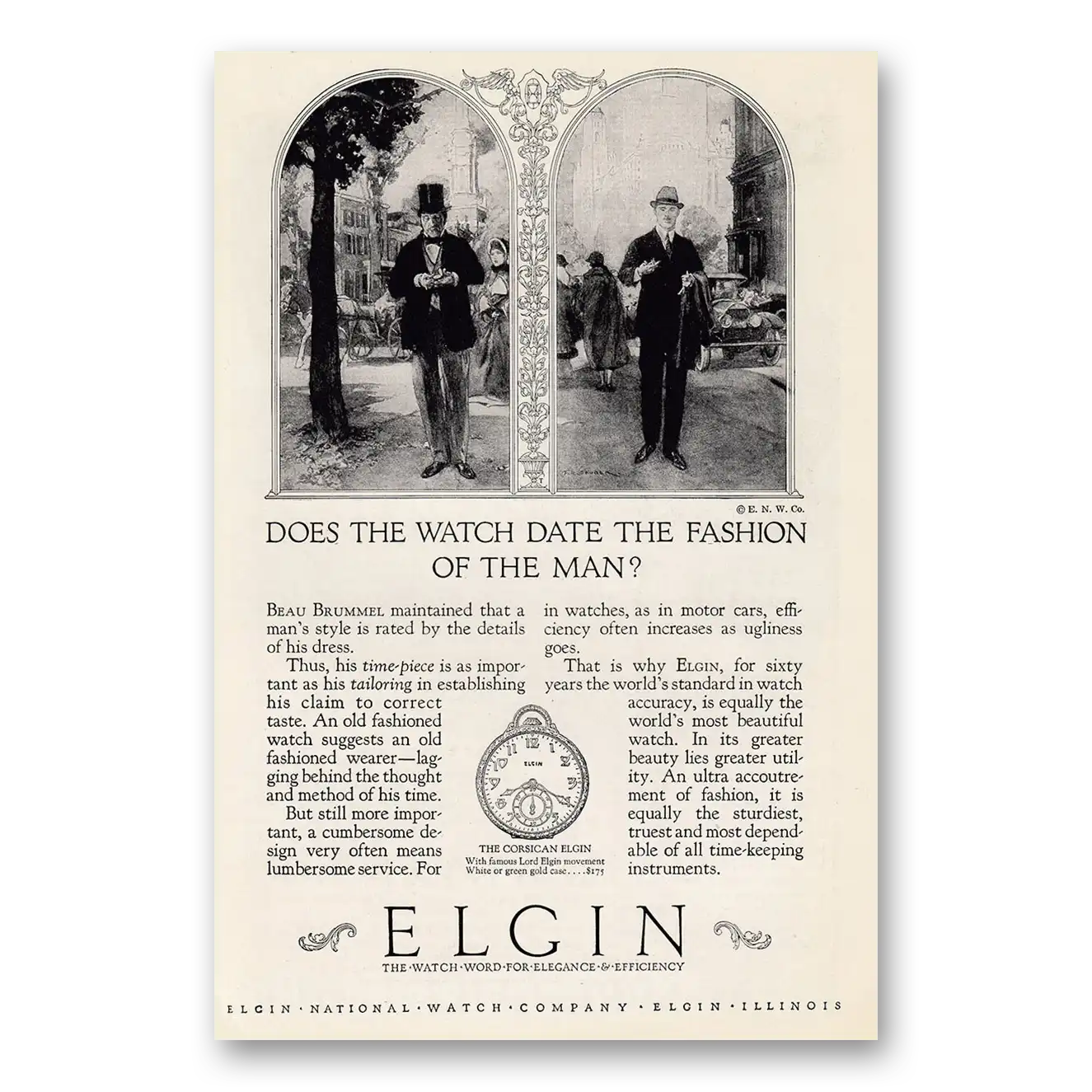 1925 Elgin Watch Date the Fashion of the Man Vintage Magazine Print Ad