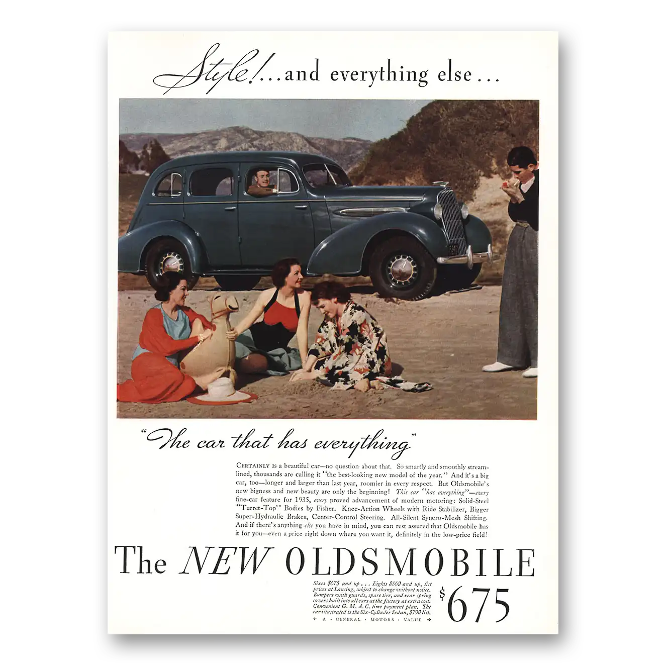 1935 Oldsmobile Six and Eight Style and Everything Else Vintage Magazine Print Ad