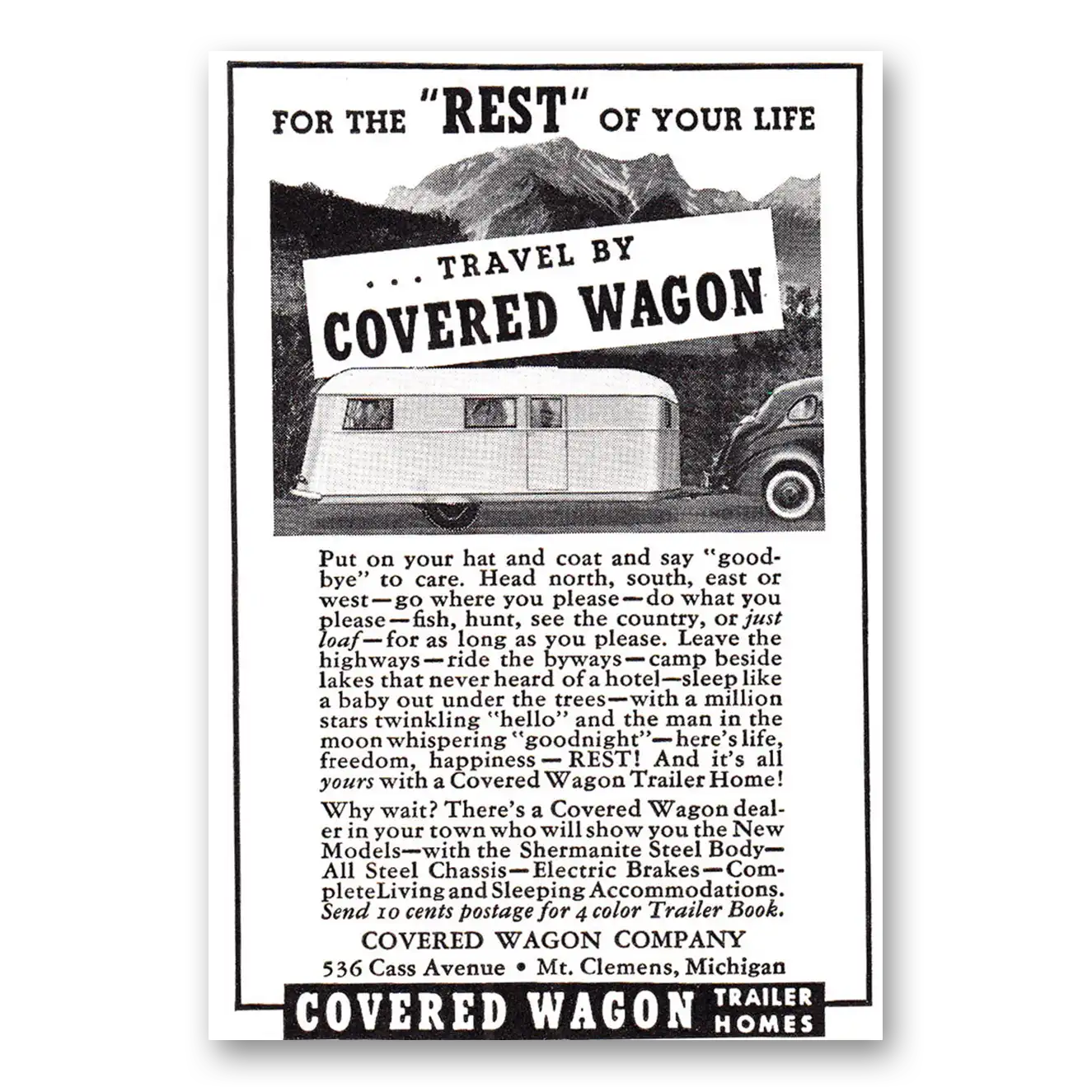 1937 Covered Wagon For the Rest of Your Life Vintage Magazine Print Ad