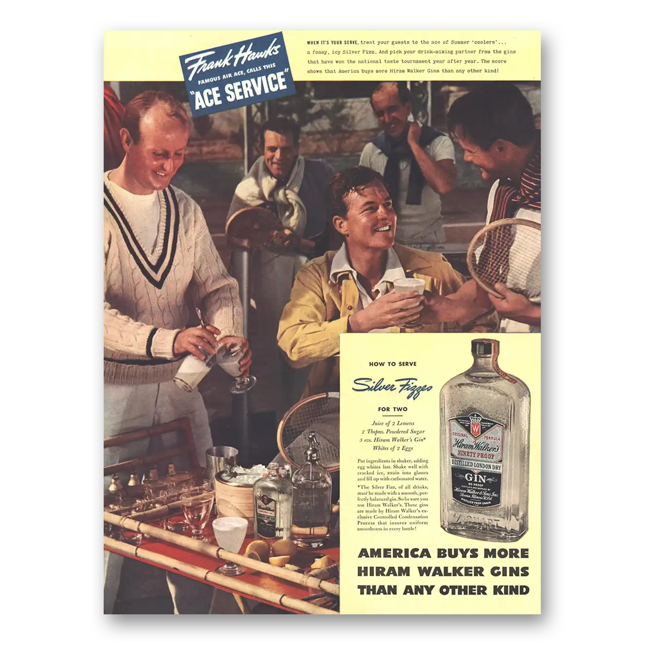 1938 Hiram Walker Frank Hawks Ace Service Vintage Magazine Print Ad