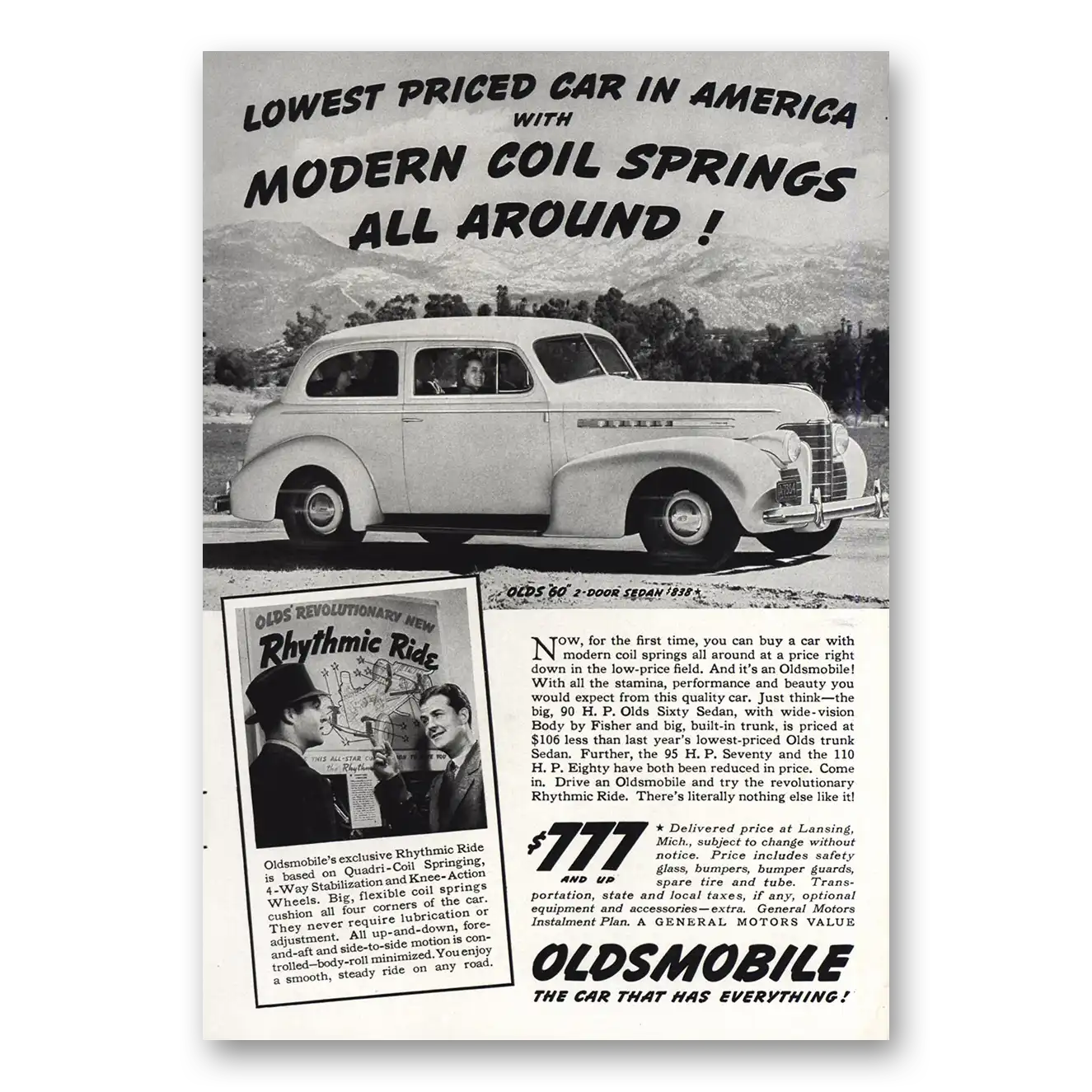 1939 Oldsmobile Sixty Modern Coil Springs All Around Vintage Magazine Print Ad
