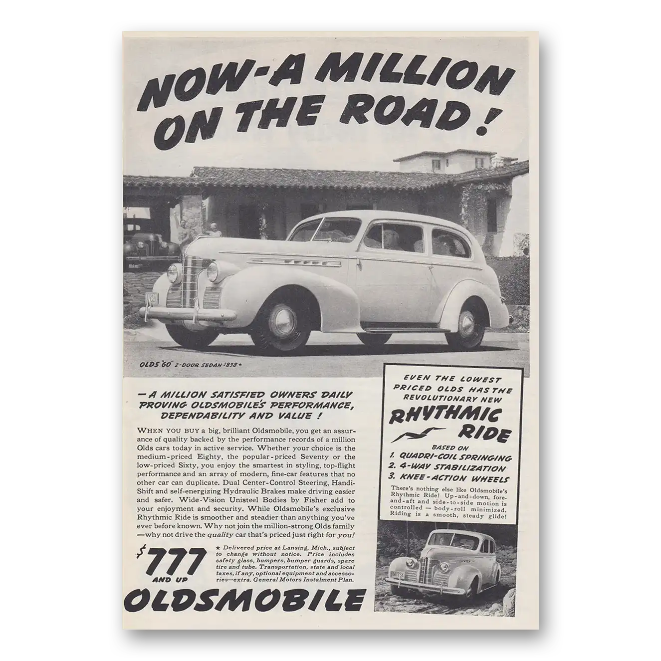 1939 Oldsmobile Sixty Million On the Road Vintage Magazine Print Ad