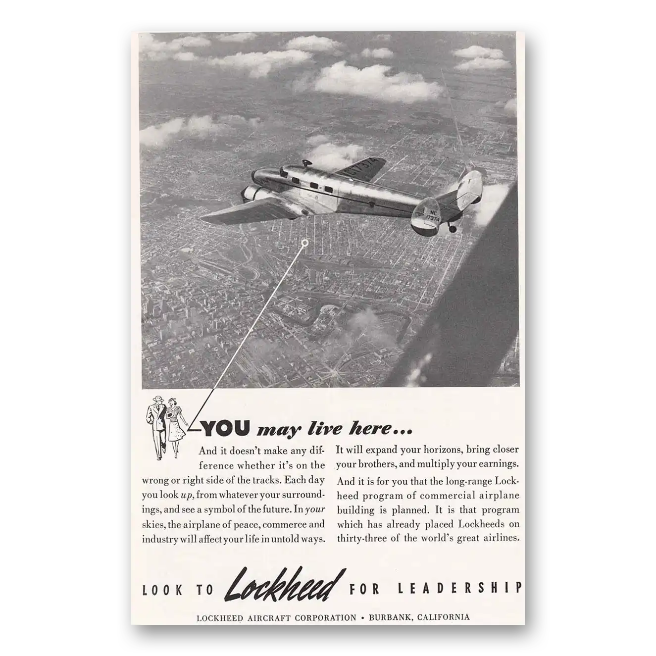 1940 Lockheed You May Live Here Vintage Magazine Print Ad