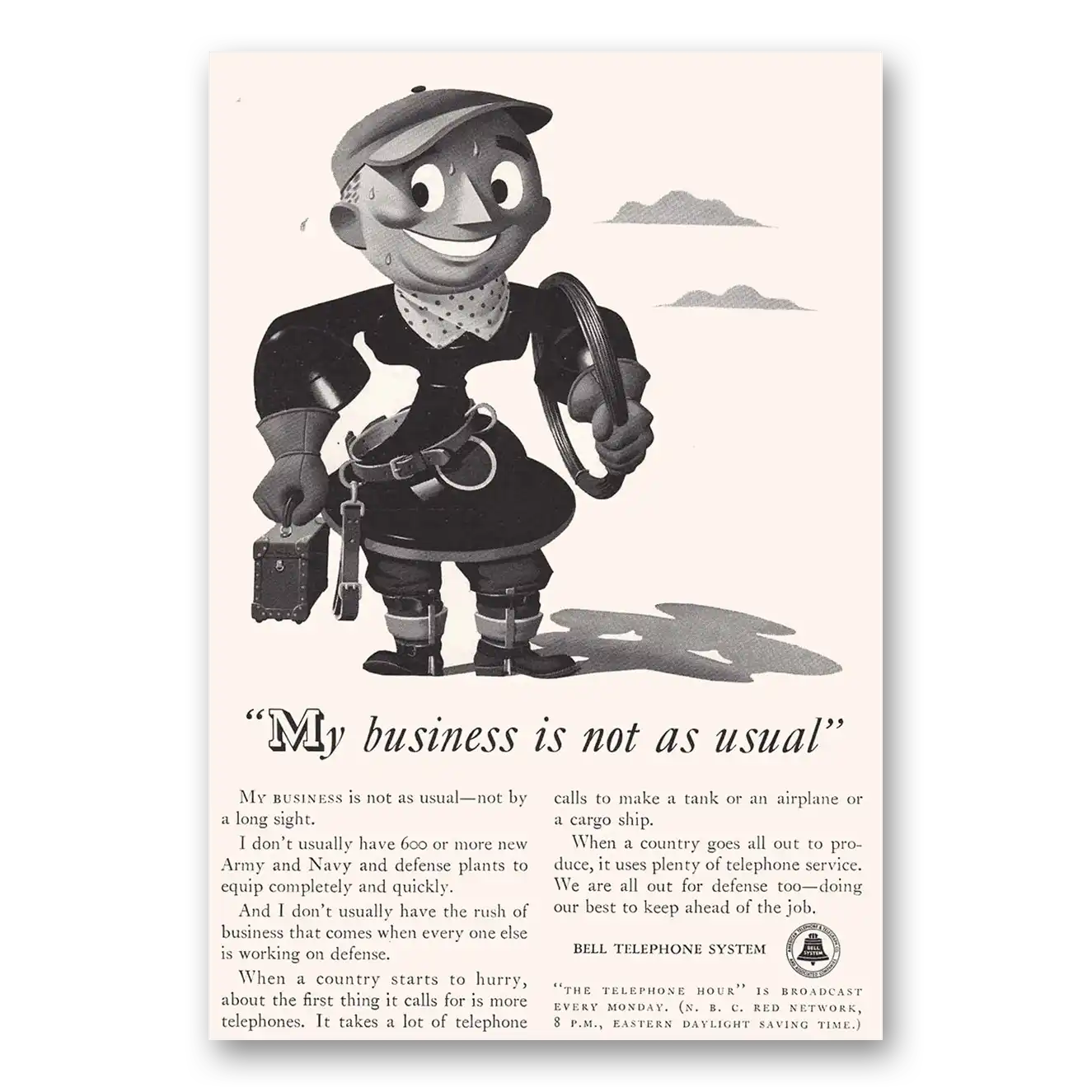 1941 Bell Telephone My Business Is Not as Usual Vintage Magazine Print Ad