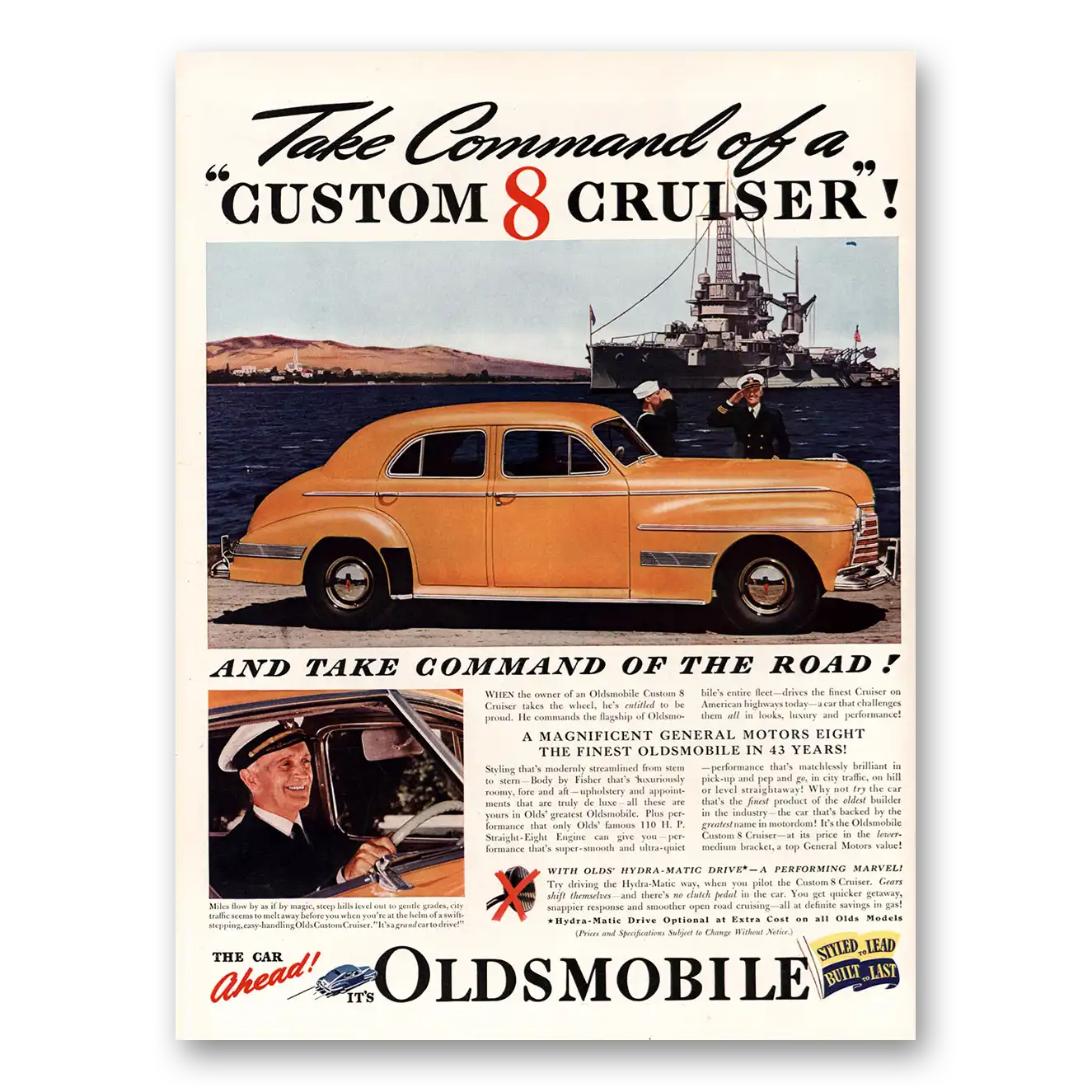 1941 Oldsmobile Custom 8 Cruiser Take Command of the Road Vintage Magazine Print Ad