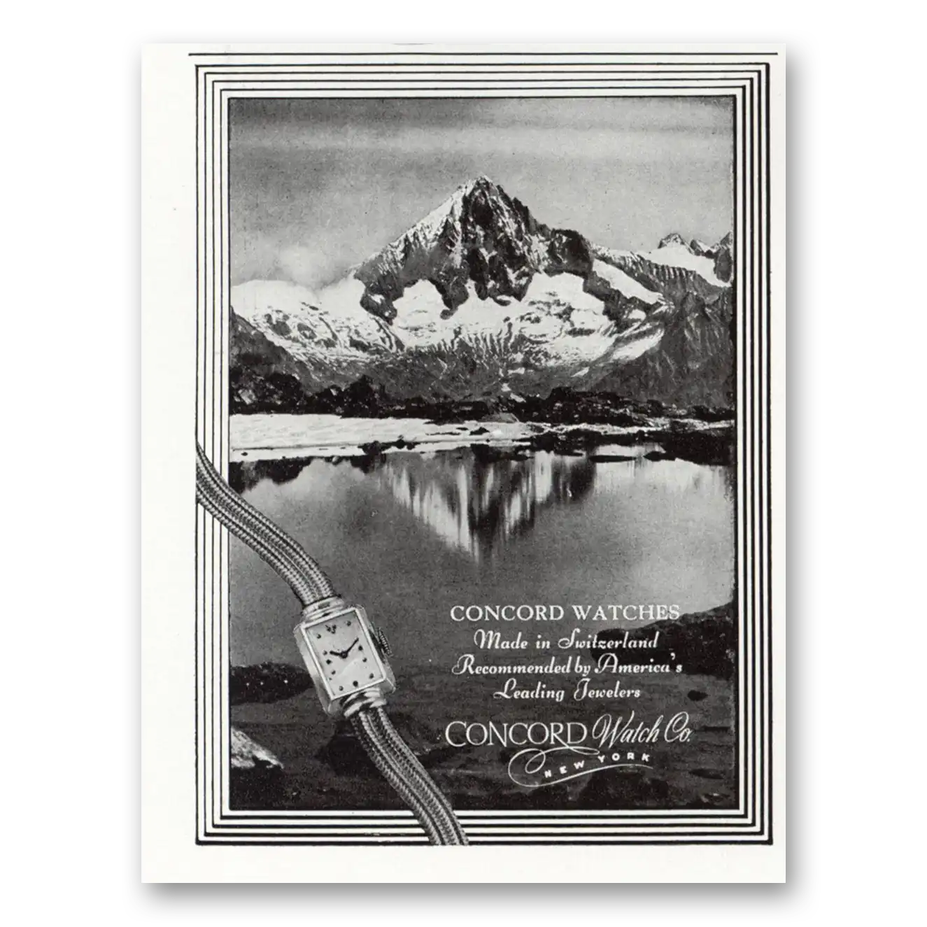 1947 Concord Watch Made in Switzerland Vintage Magazine Print Ad