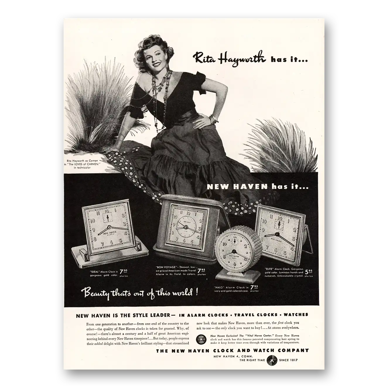 1948 General Electric Clocks Clocks Rita Hayworth Vintage Magazine Print Ad