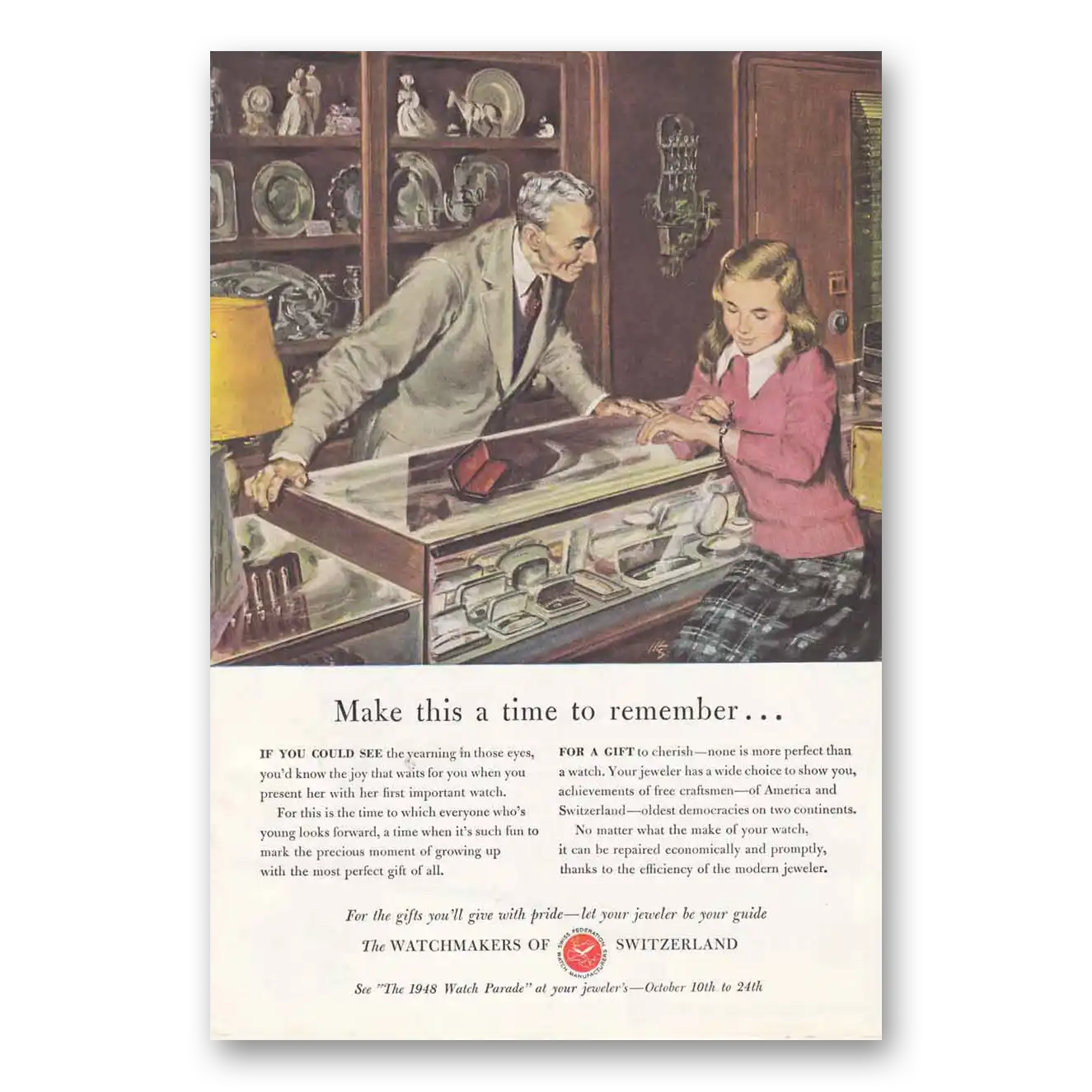 1948 Watchmakers of Switzerland Make this a Time Vintage Magazine Print Ad