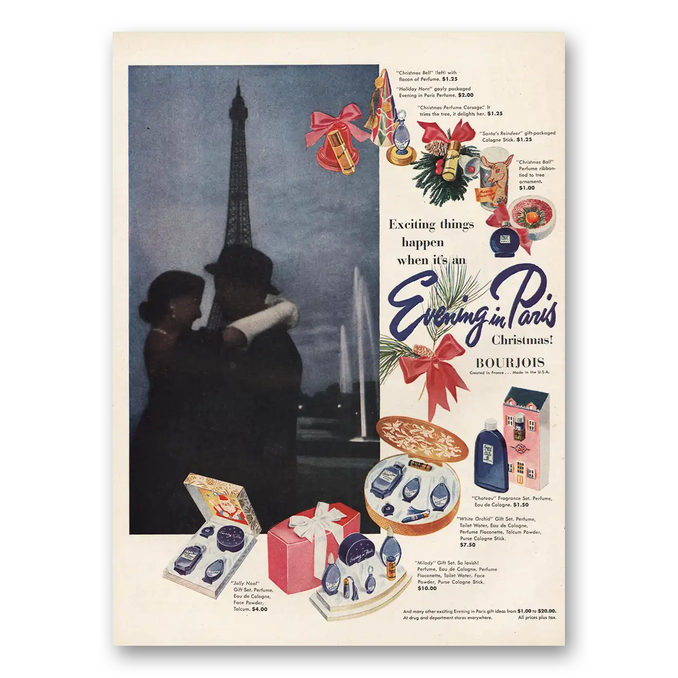 1952 Evening In Paris Perfume Exciting Things Happen Vintage Magazine Print Ad