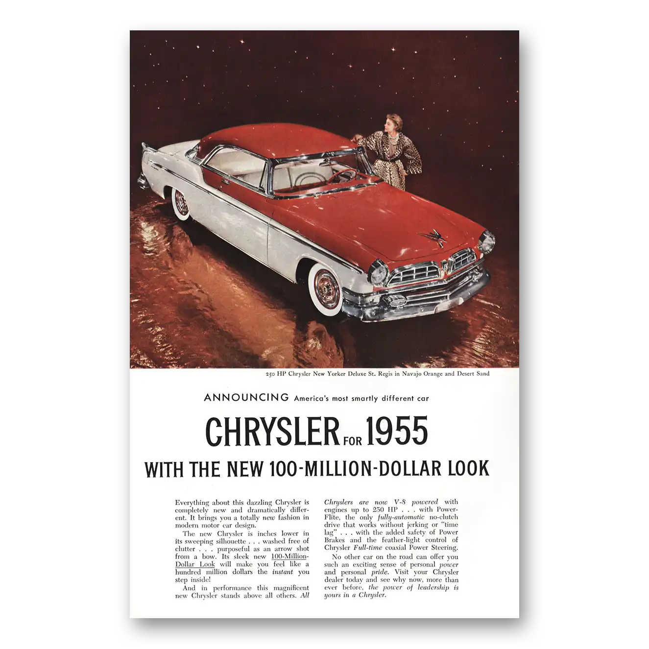 1954 Chrysler New Yorker New 100 Million Dollar Look Vintage Magazine Print Ad