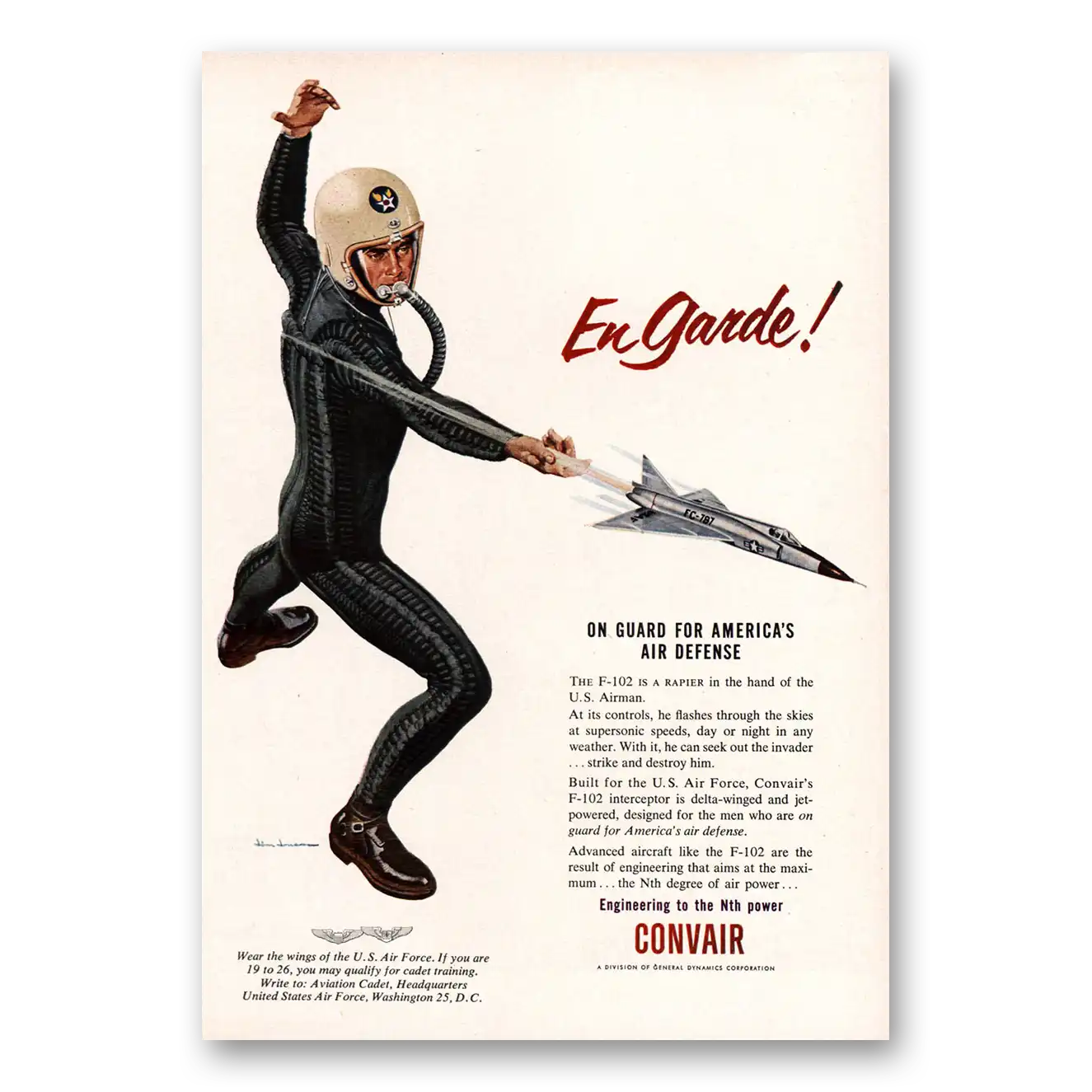 1955 Convair En Garde On Guard Americas Air Defense Vintage Magazine Print Ad