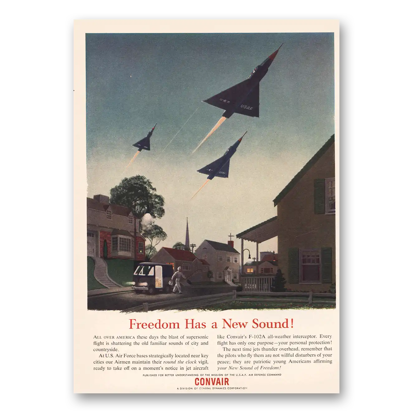 1955 Convair Freedom Has a New Sound, USAF Vintage Magazine Print Ad