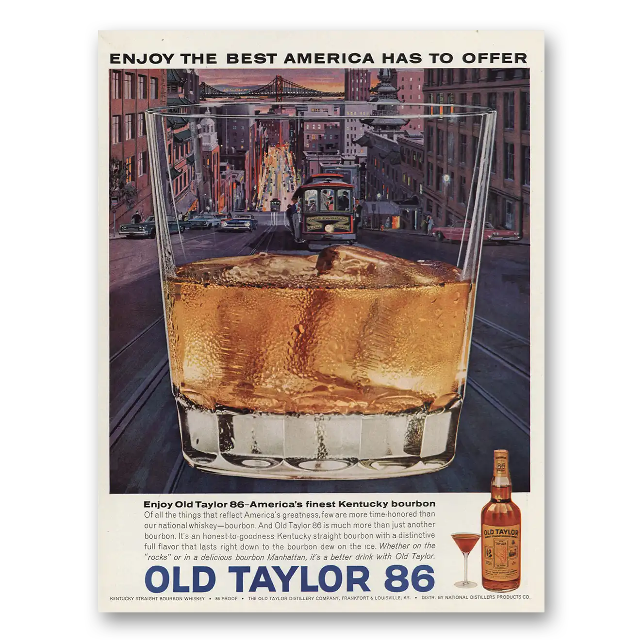 1963 Old Taylor Bourbon Whiskey San Francisco Vintage Magazine Print Ad