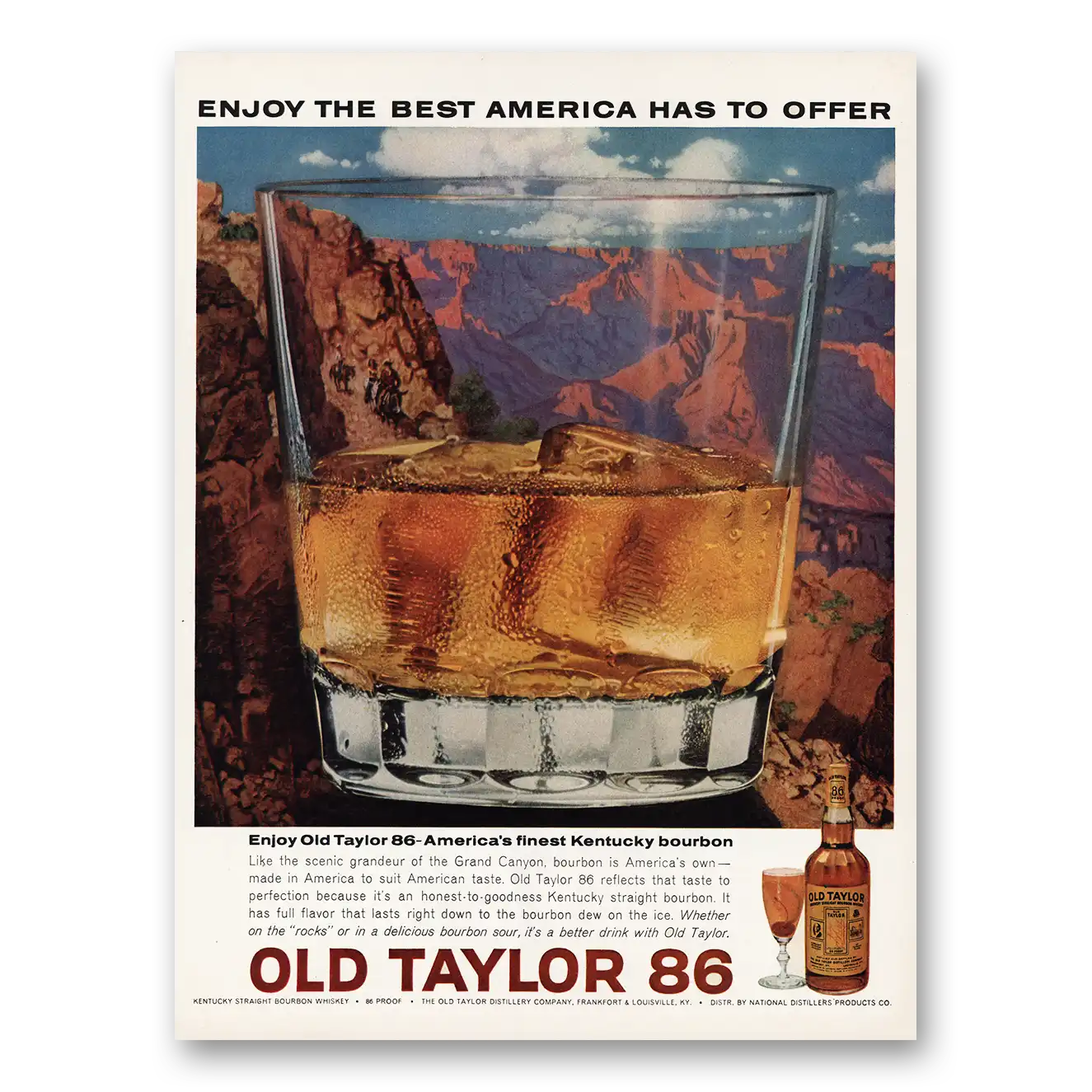 1963 Old Taylor Bourbon Whiskey Grand Canyon Vintage Magazine Print Ad