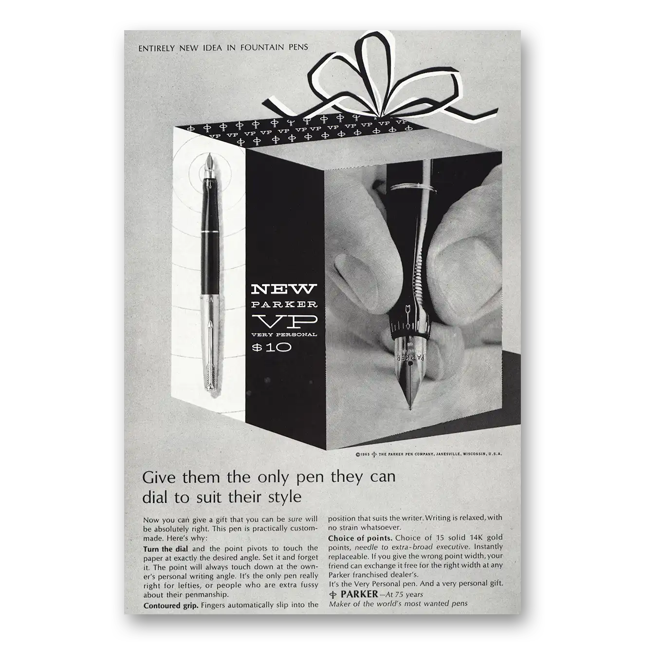 1963 Parker VP Pen Dial to Suit Vintage Magazine Print Ad