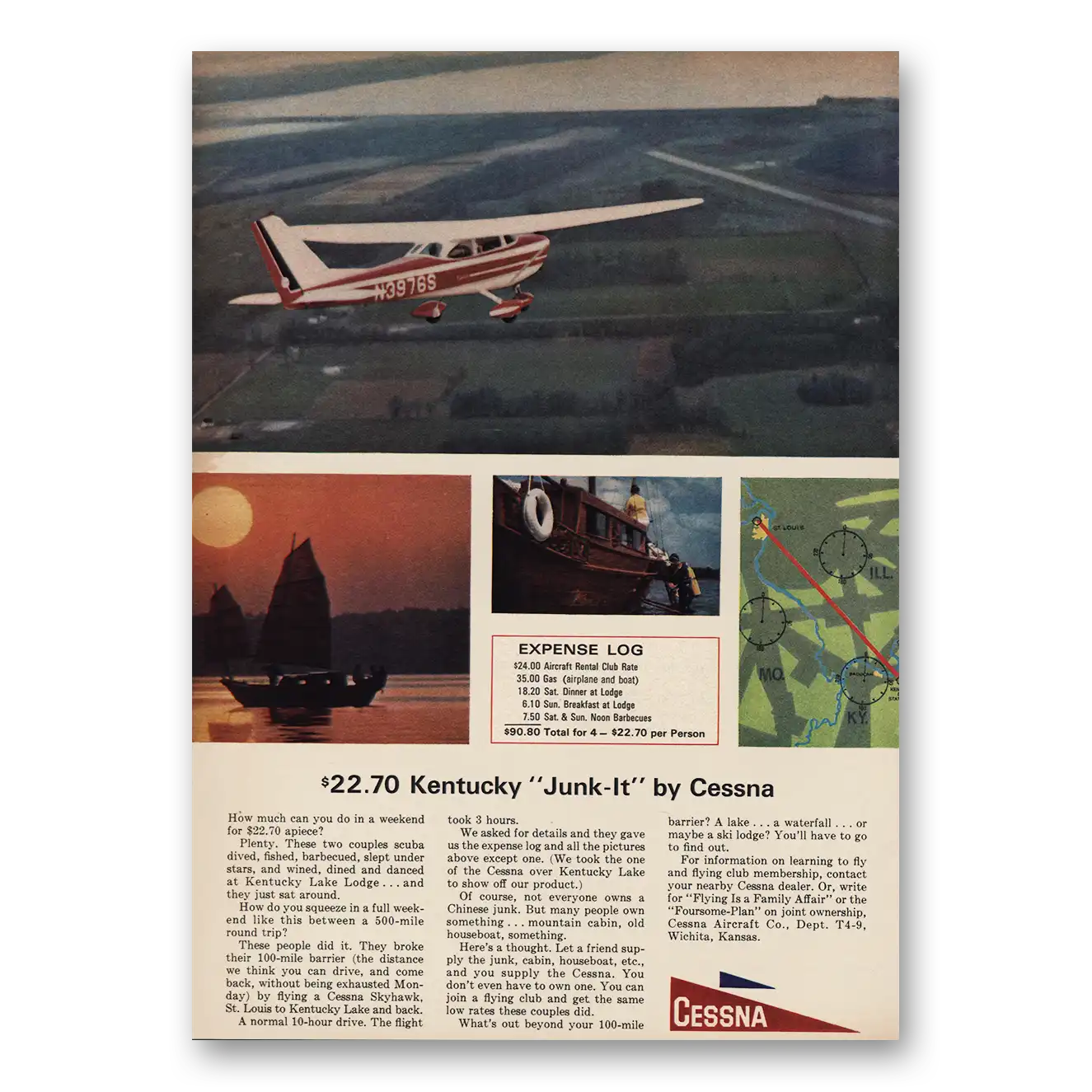 1964 Cessna Kentucky Junk It Vintage Magazine Print Ad