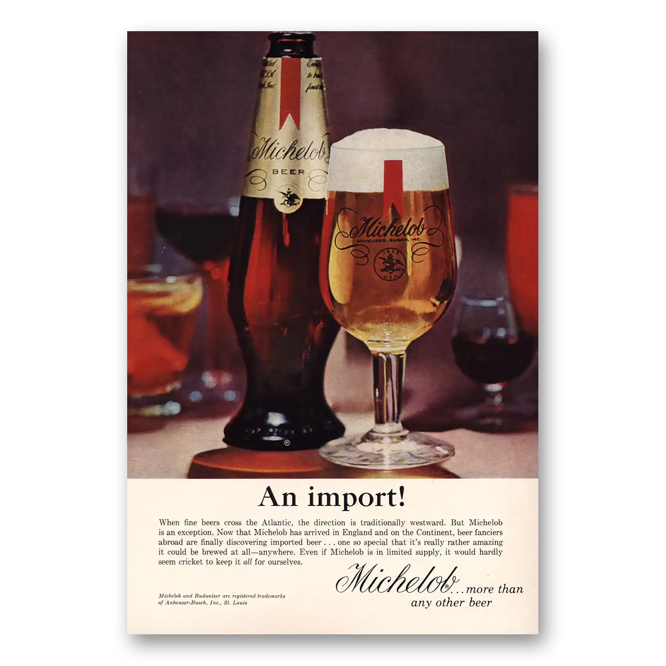 1964 Michelob Beer An Import Vintage Magazine Print Ad