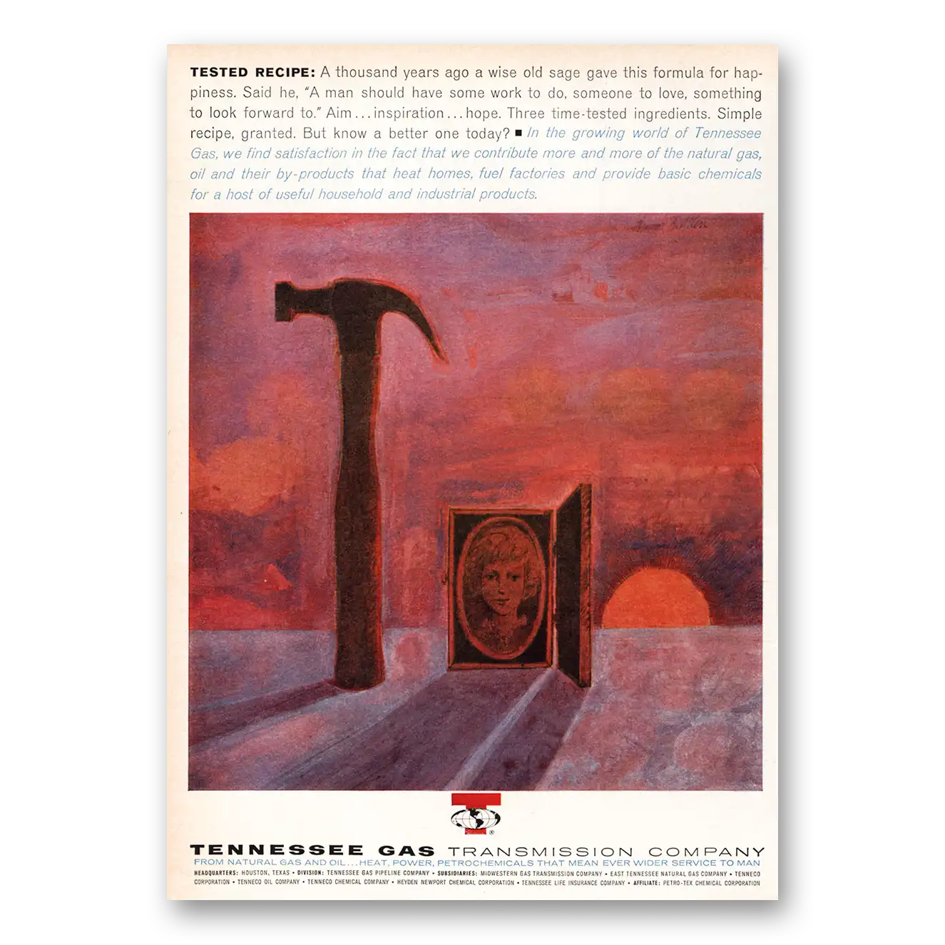 1964 Tennessee Gas Tested Recipe Vintage Magazine Print Ad