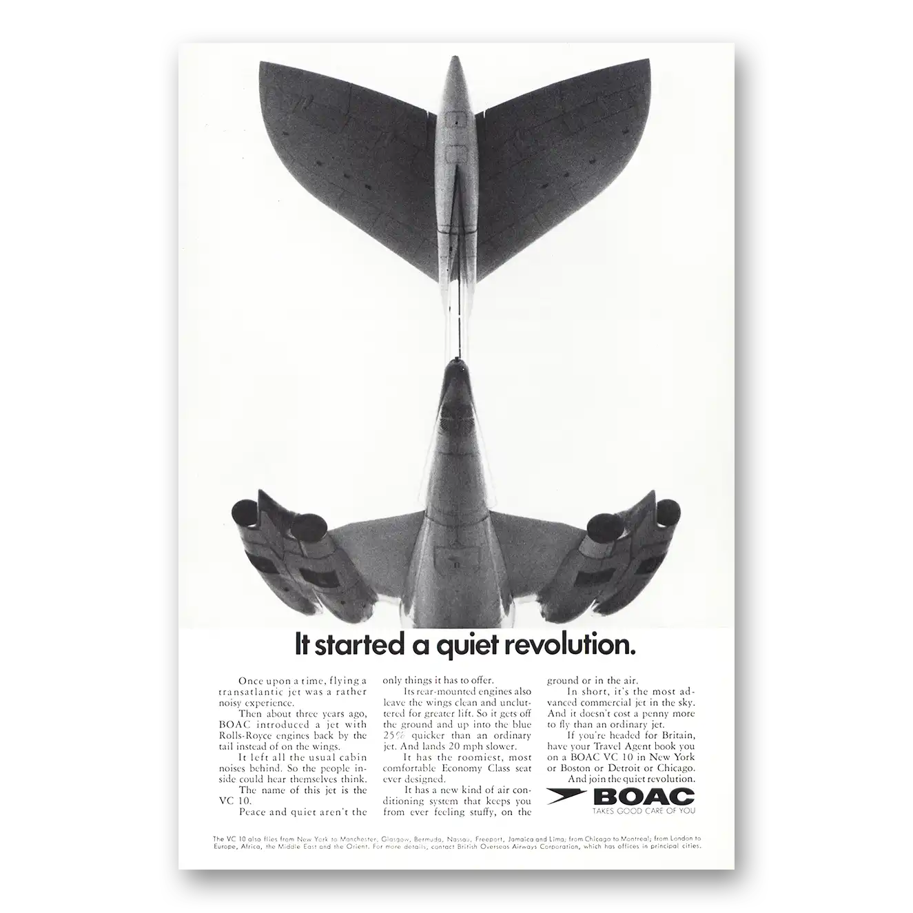 1967 British Airways BOAC Started a Quiet Revolution Vintage Magazine Print Ad