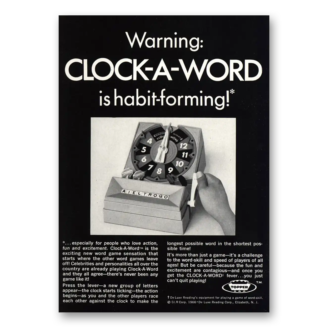 1966 Clock a Word Warning Habit Forming Vintage Magazine Print Ad