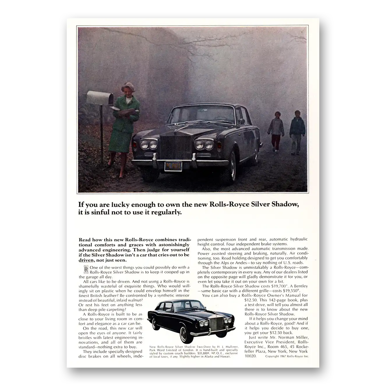 1967 Rolls Royce Silver Shadow Lucky Enough to Own Vintage Magazine Print Ad