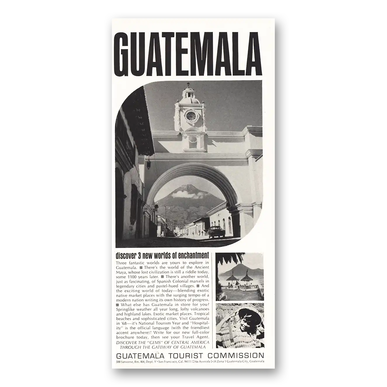1968 Guatemala New Worlds of Enchantment Vintage Magazine Print Ad