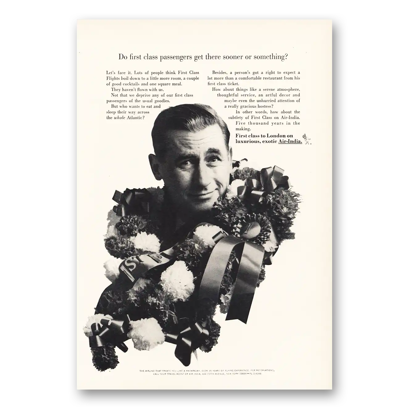 1968 Air India First Class Passengers Get There Sooner Vintage Magazine Print Ad