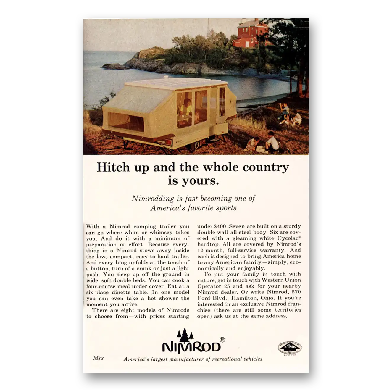 1968 Nimrod Camper Hitch Up Vintage Magazine Print Ad