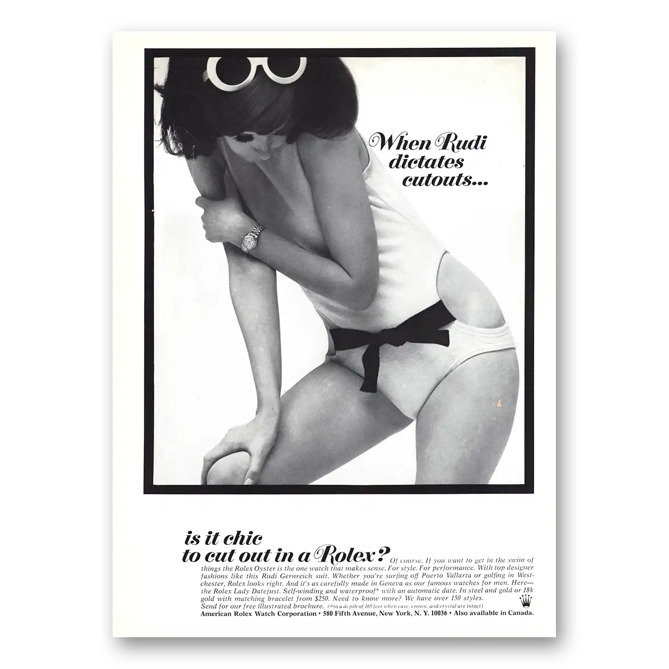 1968 Rolex When Rudi Dictates Cutouts Vintage Magazine Print Ad