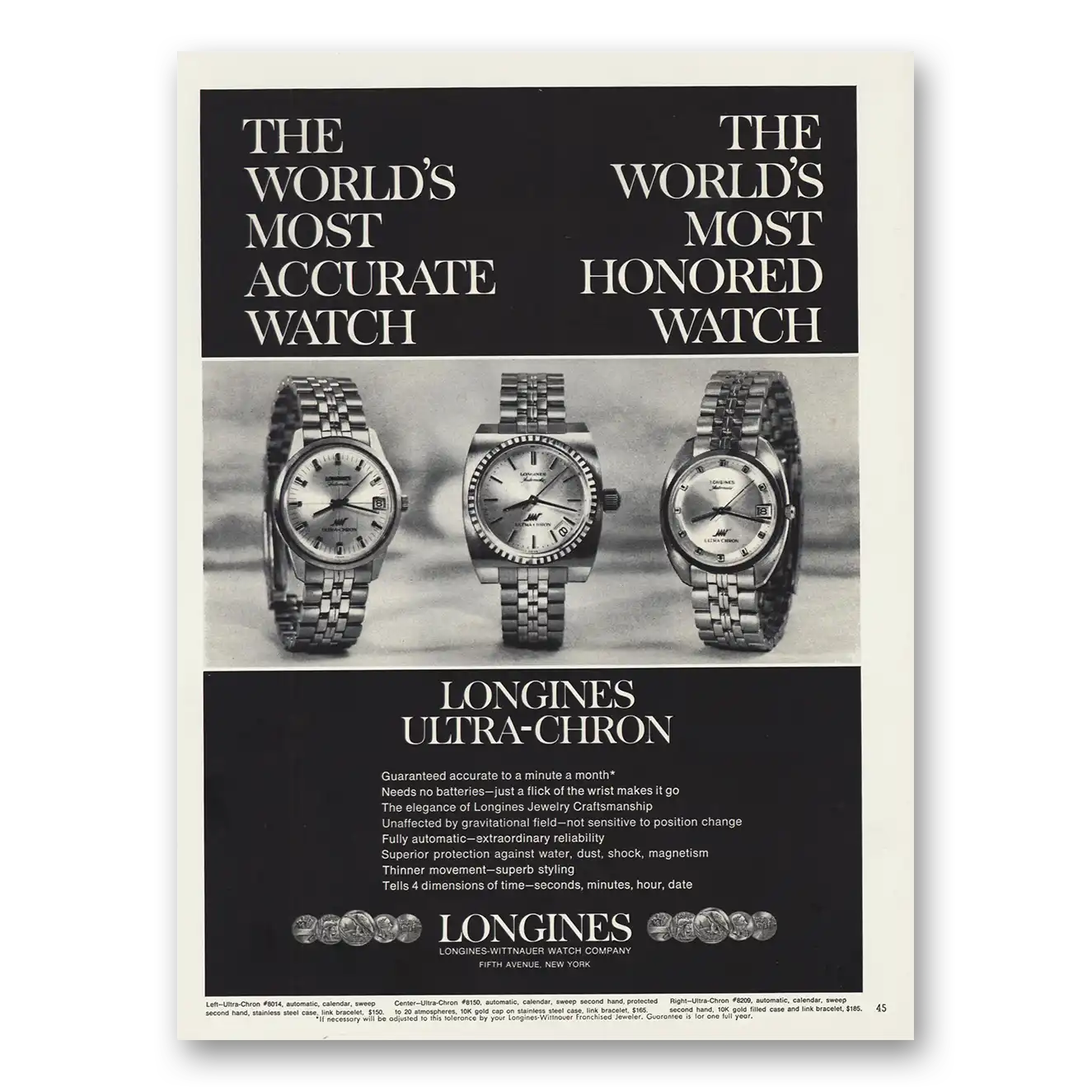 1969 Longines Wittnauer Most Accurate Watch Vintage Magazine Print Ad