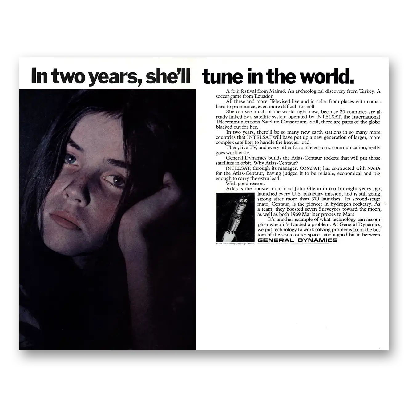 1970 General Dynamics Two Years Tune In the World Vintage Magazine Print Ad