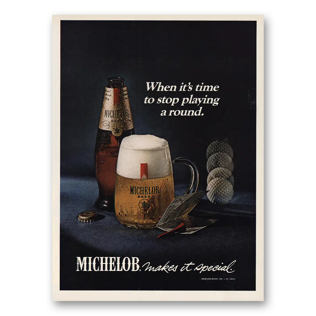 1970 Michelob Beer Stop Playing a Round Vintage Magazine Print Ad