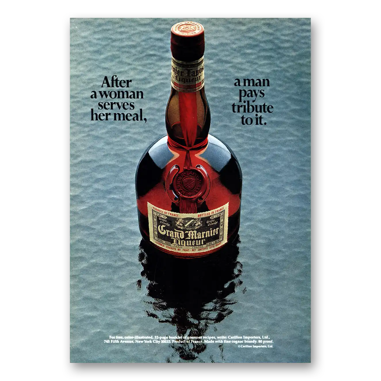 1971 Grand Marnier After a Woman Serves Her Meal Vintage Magazine Print Ad