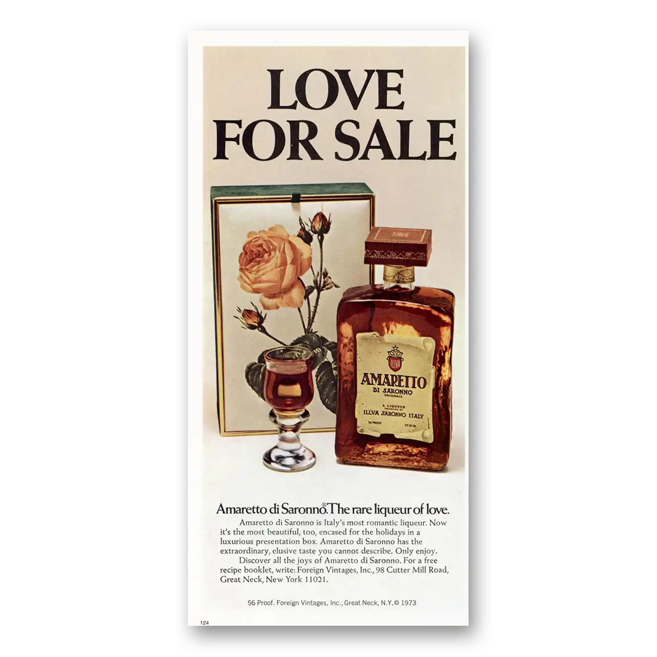 1973 Amaretto Amaretto di Saronno Love For Sale Vintage Magazine Print Ad