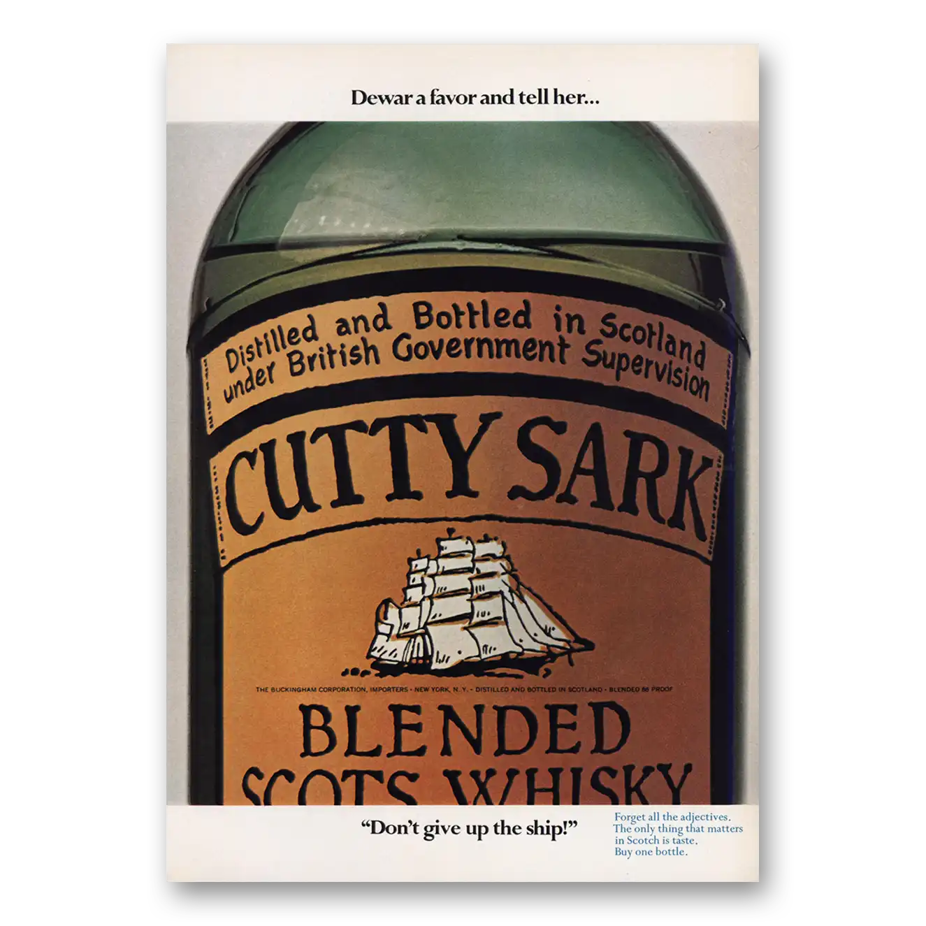 1973 Cutty Sark Dewar Her Favor and Tell Her Vintage Magazine Print Ad