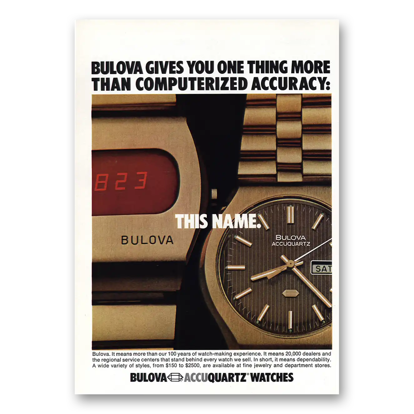 1975 Bulova Watch Computerized Accuracy Vintage Magazine Print Ad