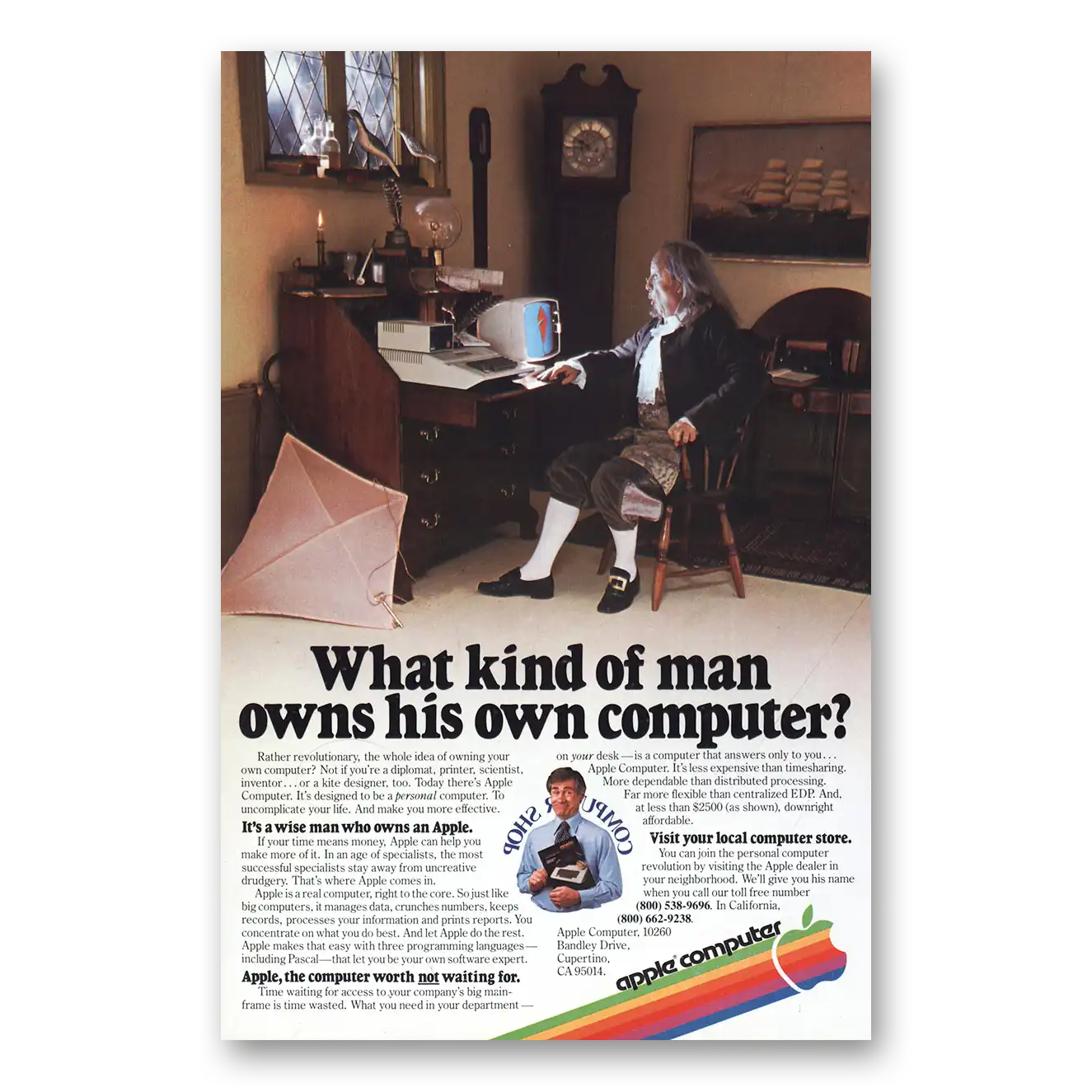 1980 Apple Computer What Kind of Man Owns His Own Computer Vintage Magazine Print Ad