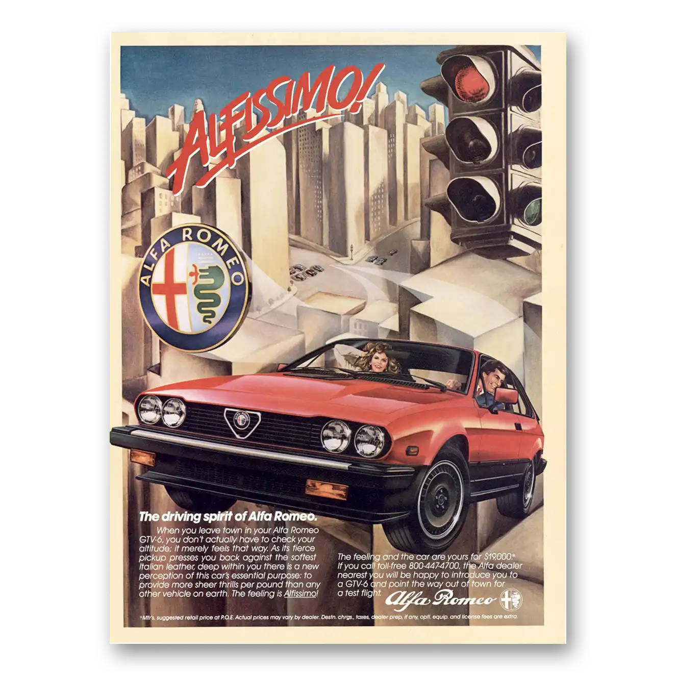 1984 Alfa Romeo Alfissimo the Driving Spirit Vintage Magazine Print Ad