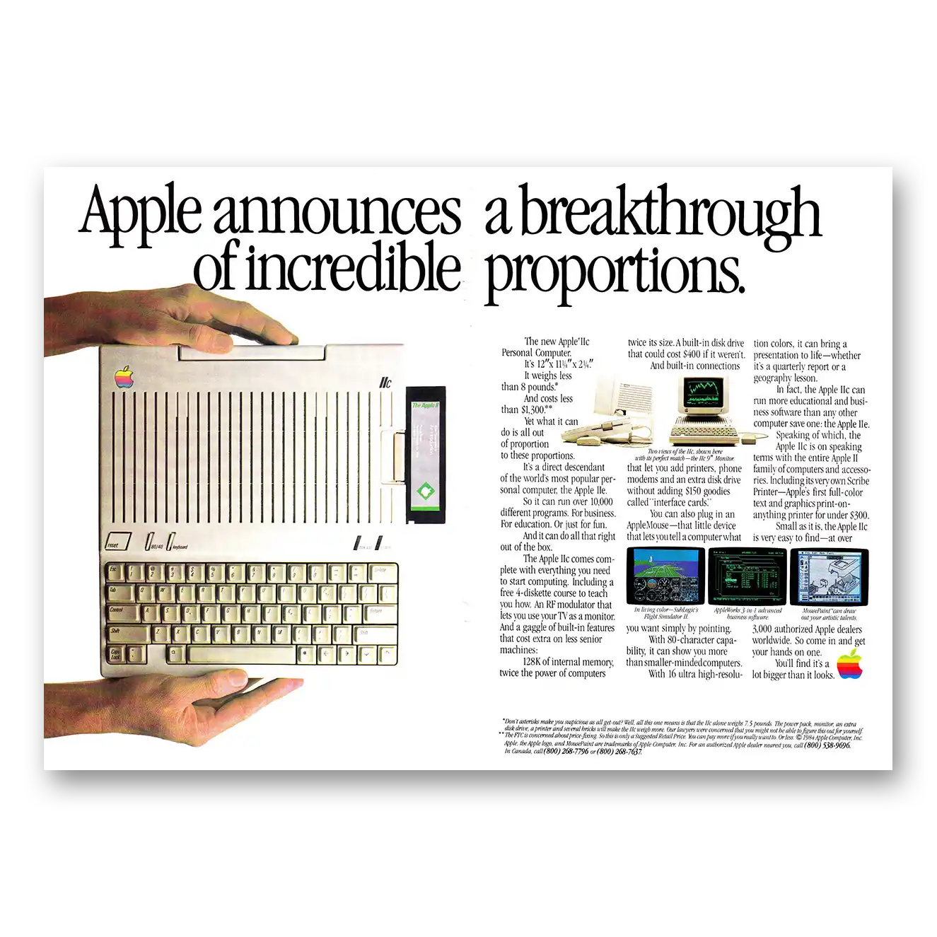 1984 Apple Computer Personal Computer Breakthrough of Incredible Proportions Vintage Magazine Print Ad