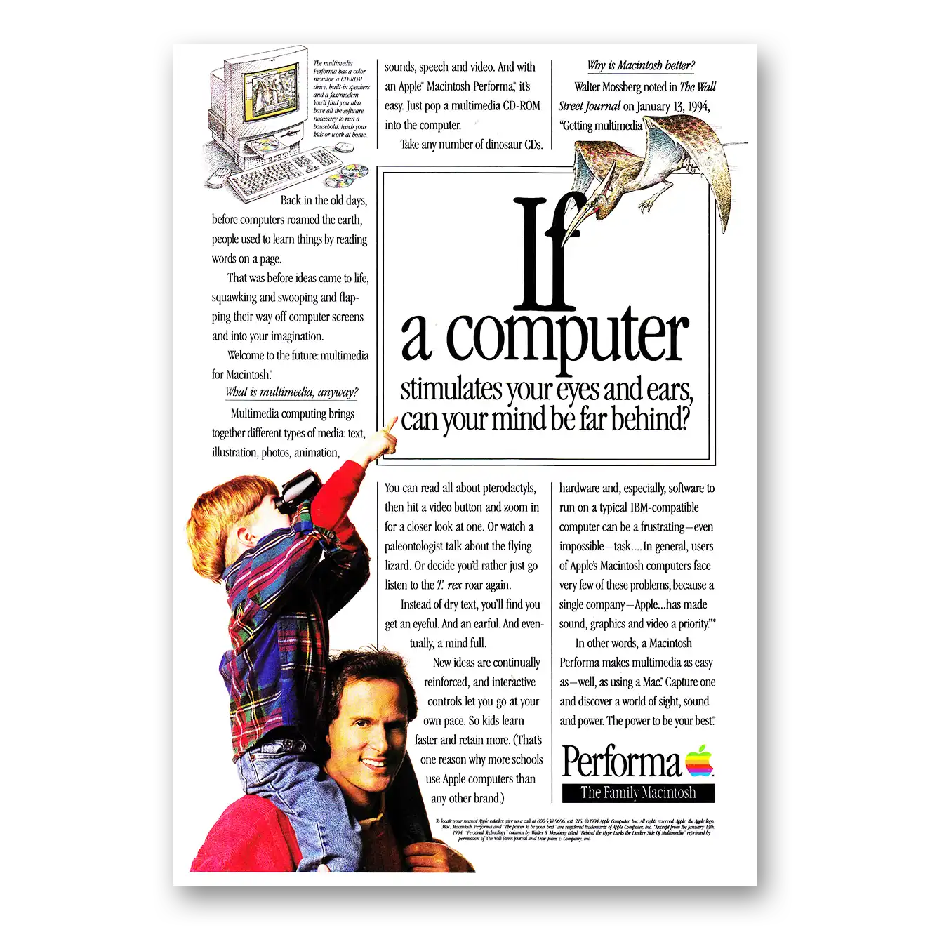 1994 Apple Macintosh Performa Computer Computer Stimulates Your Eyes and Ears Vintage Magazine Print Ad